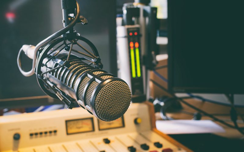 microphone in radio studio